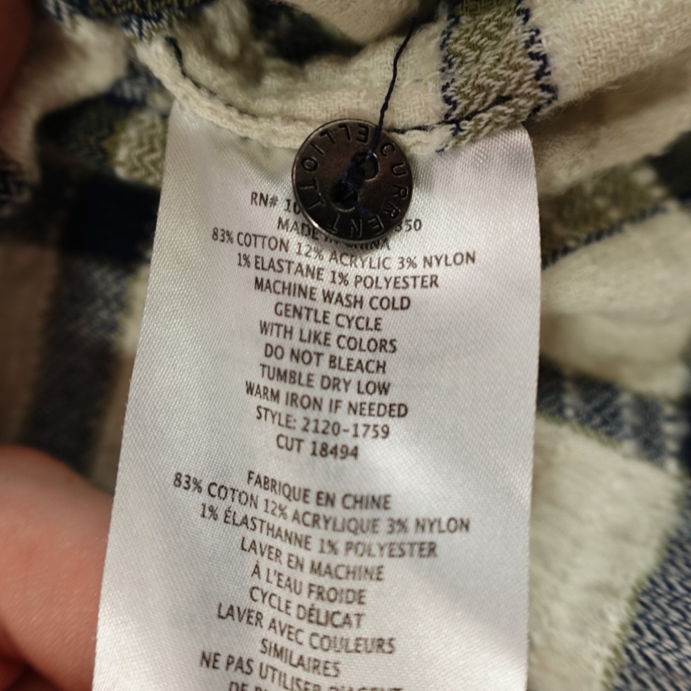 Current/Elliott Shirt Womens Size XS (0) Multicolor Plaid Button Pocket - Picture 6 of 10